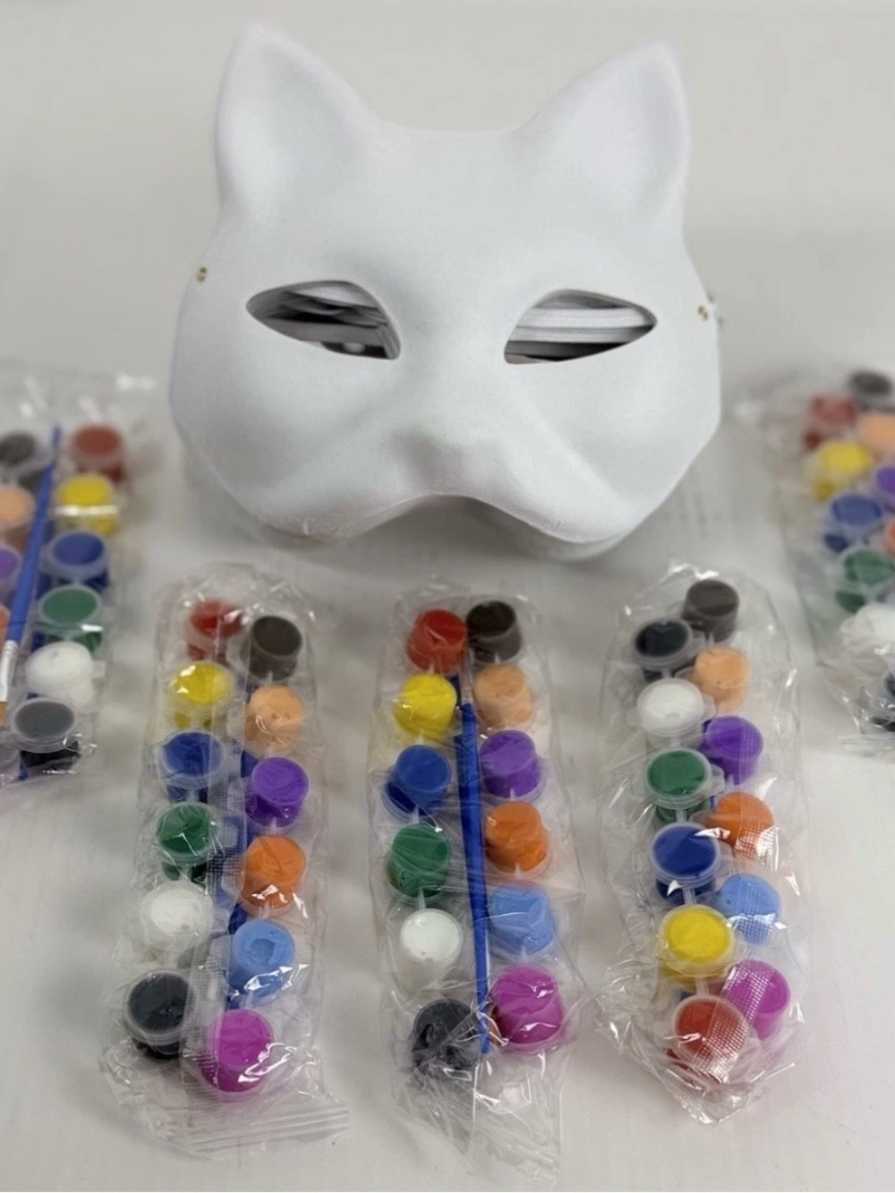 DIY 25 Pack DIY Cat Mask Paint Kit Paper Mache Blank Masks Kids Party Craft Set